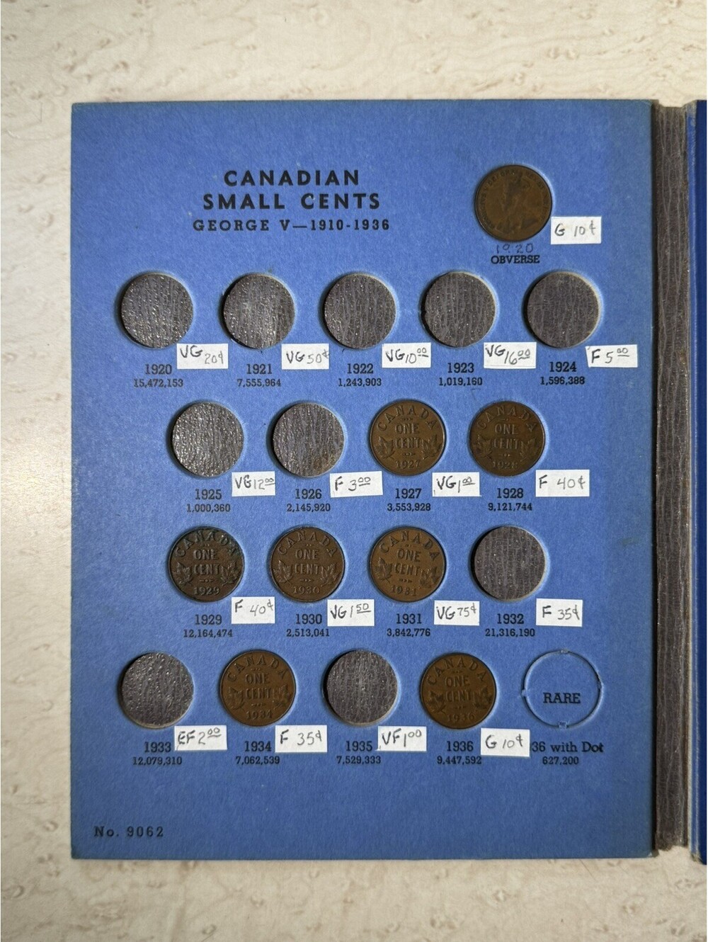 25 Canadian Small Cents 1920-1965 Whitman Album Key Dates Vintage Canada Pennies